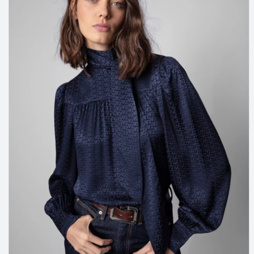 Zadig and Voltaire 100% silk tie front blouse